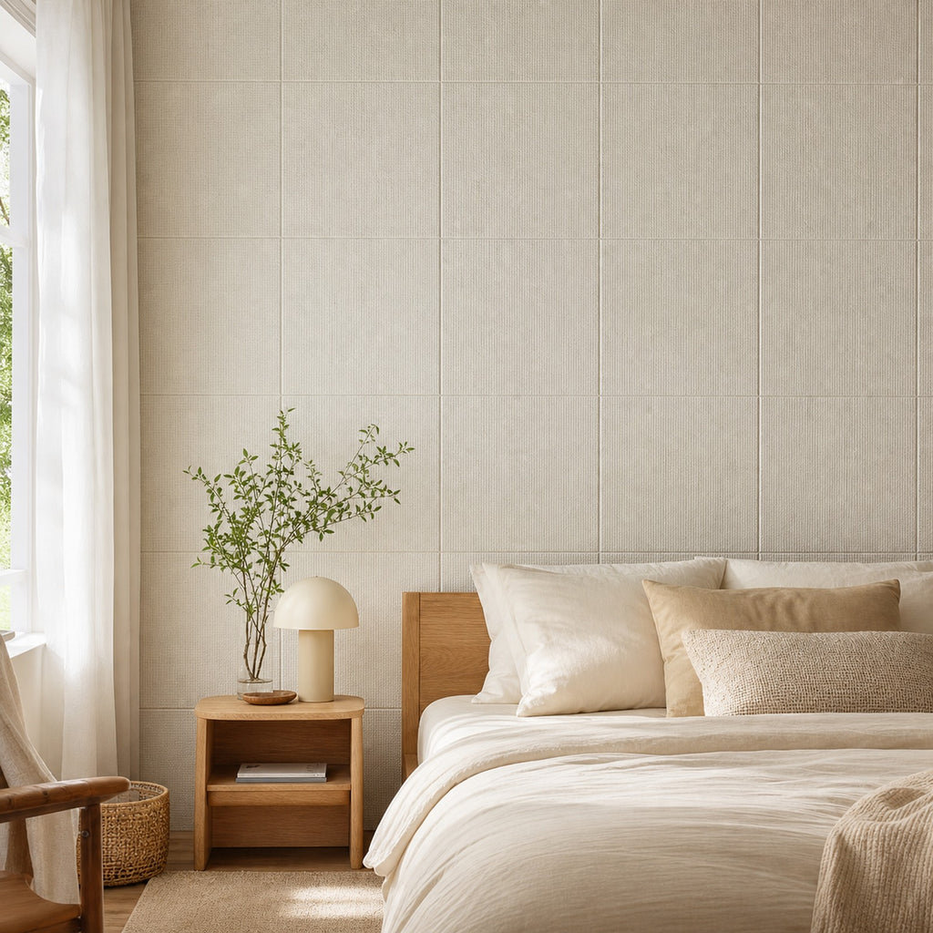 Cozy Haven Linen-Texture Peel-and-Stick Foam Wall Panel - Linen White