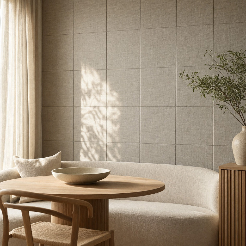 Cozy Haven Linen-Texture Peel-and-Stick Foam Wall Panel - Linen Beige Gray