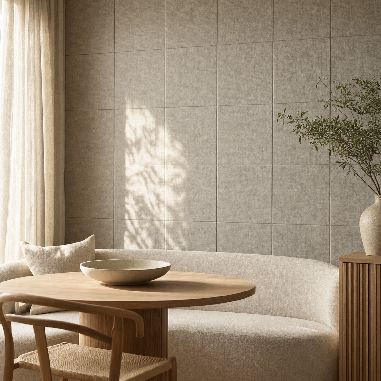 Cozy Haven Linen-Texture Peel-and-Stick Foam Wall Panel - Linen Beige Gray