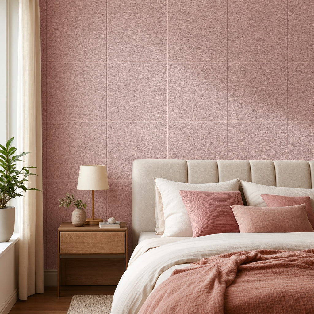 Cozy Haven Linen-Texture Peel-and-Stick Foam Wall Panel - Diatom Pink