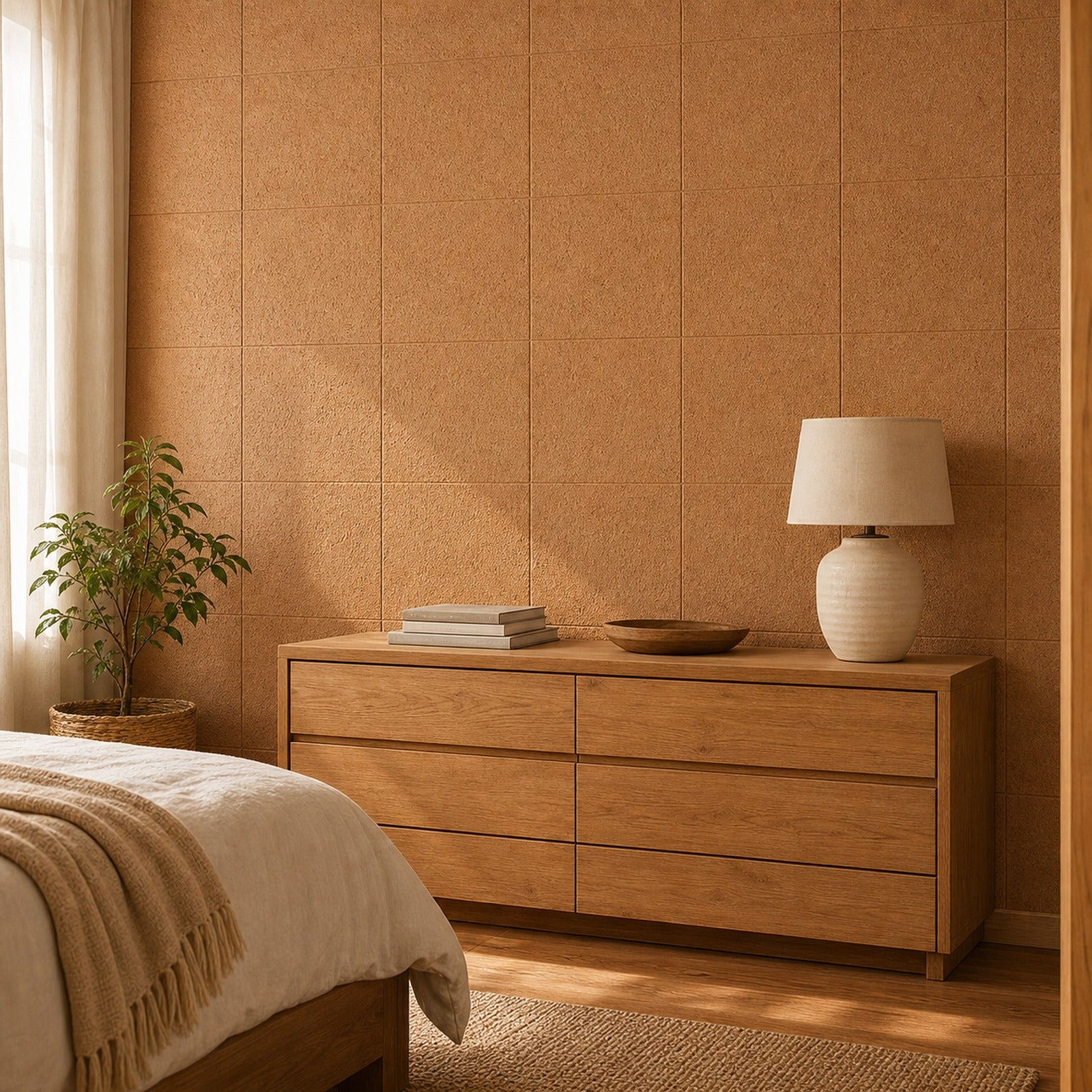 Cozy Haven Linen-Texture Peel-and-Stick Foam Wall Panel - Diatom Ginger