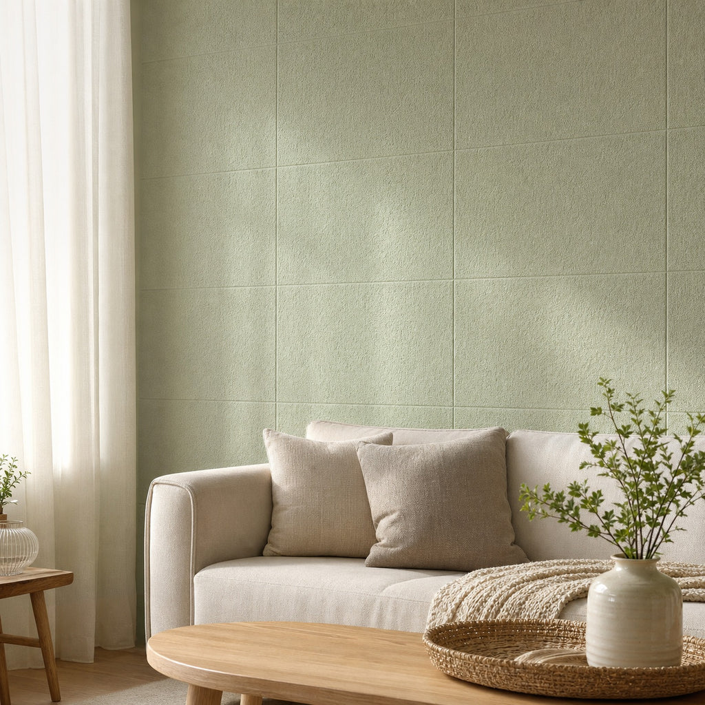 Cozy Haven Linen-Texture Peel-and-Stick Foam Wall Panel - Diatom Light Green