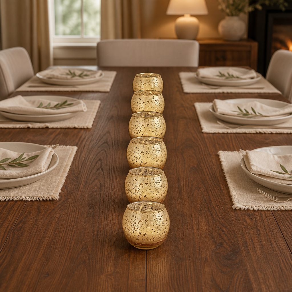 Cozy Haven Mercury Glass Votive Holders (Set of 6) — scale view