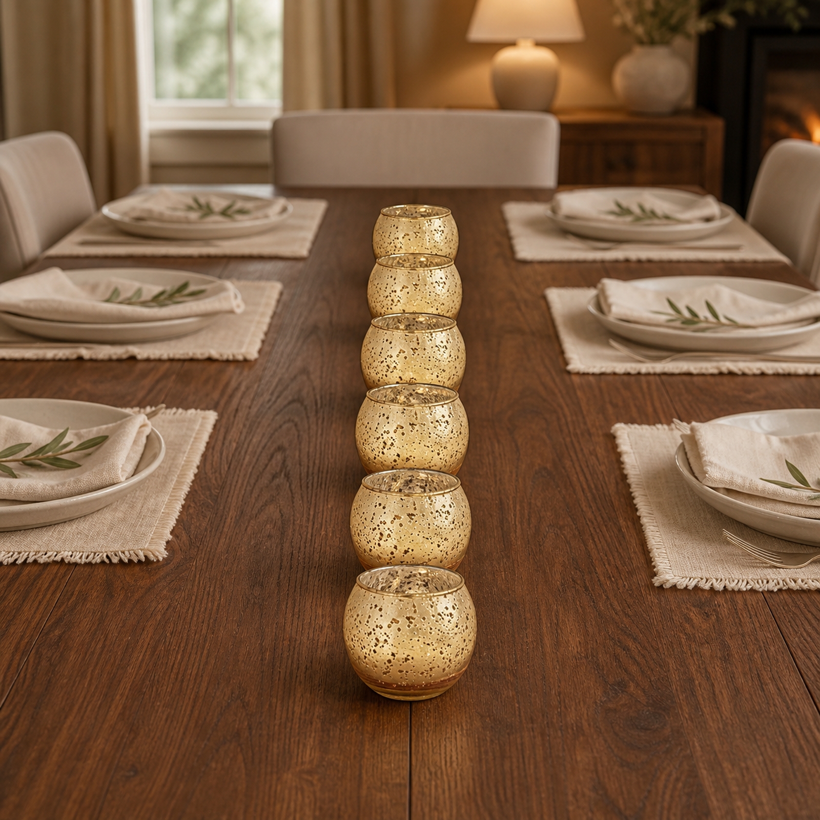 Cozy Haven Mercury Glass Votive Holders (Set of 6) — scale view