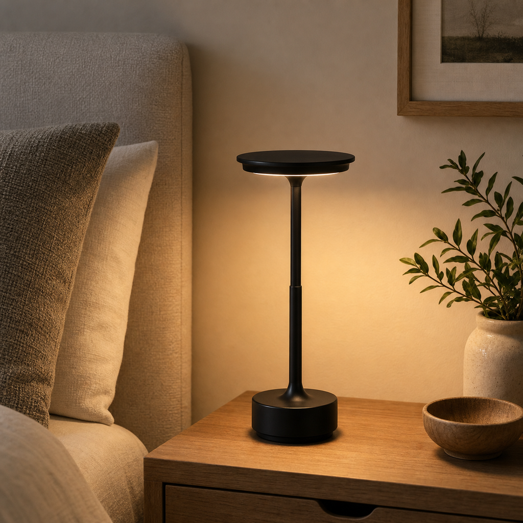Cozy Haven Metal Rechargeable Cordless Accent Lamp - Black lifestyle image