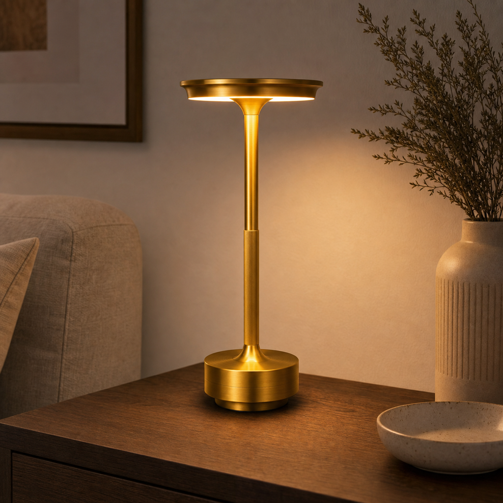 Cozy Haven Metal Rechargeable Cordless Accent Lamp - Gold lifestyle image