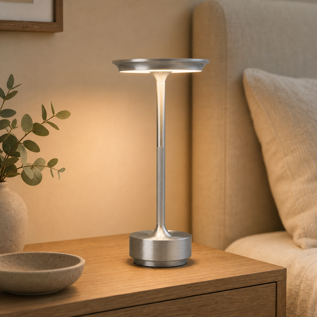 Cozy Haven Metal Rechargeable Cordless Accent Lamp - Silver lifestyle image