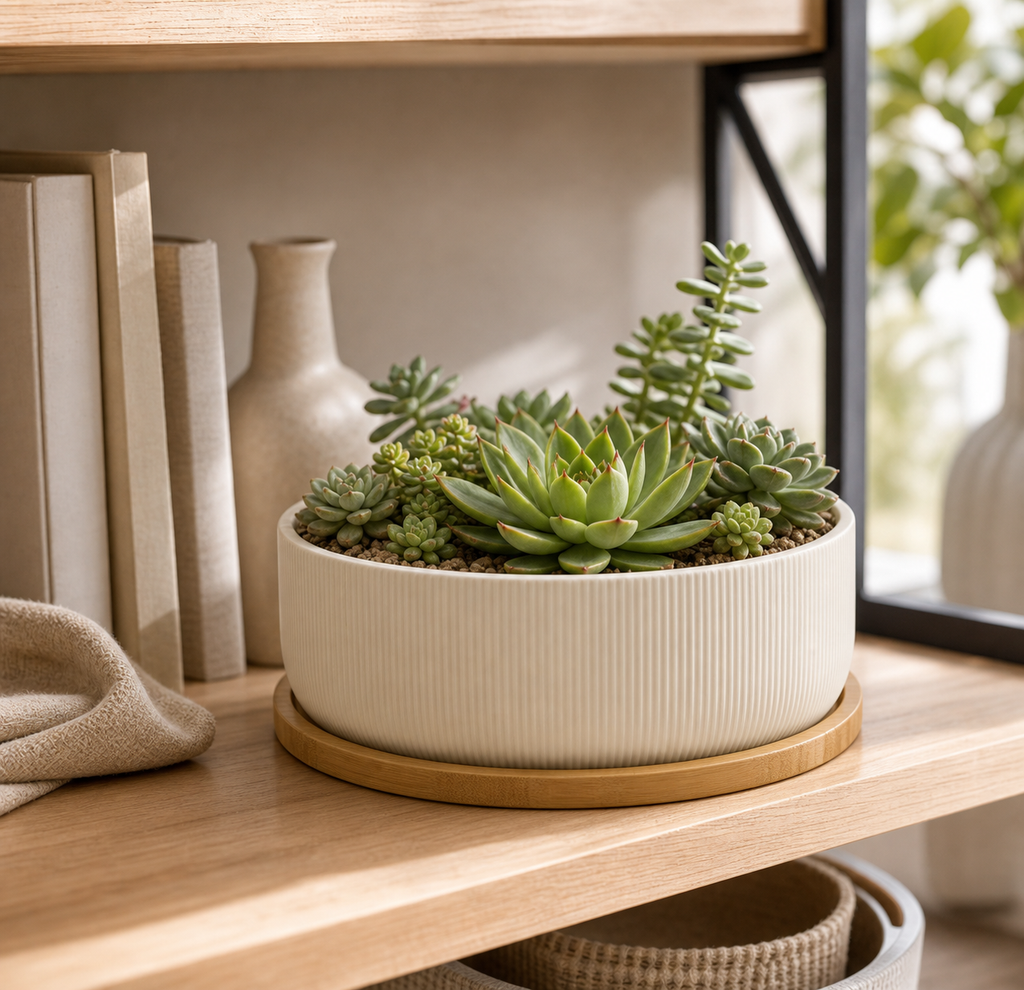 Cozy Haven Mini Ceramic Planter with Tray lifestyle image 5