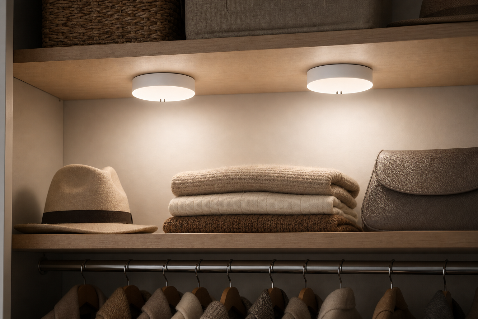 Cozy Haven Motion Sensor LED Night Light - USB Rechargeable Cabinet & Closet Lamp - 2Pcs supplemental entry closet scene