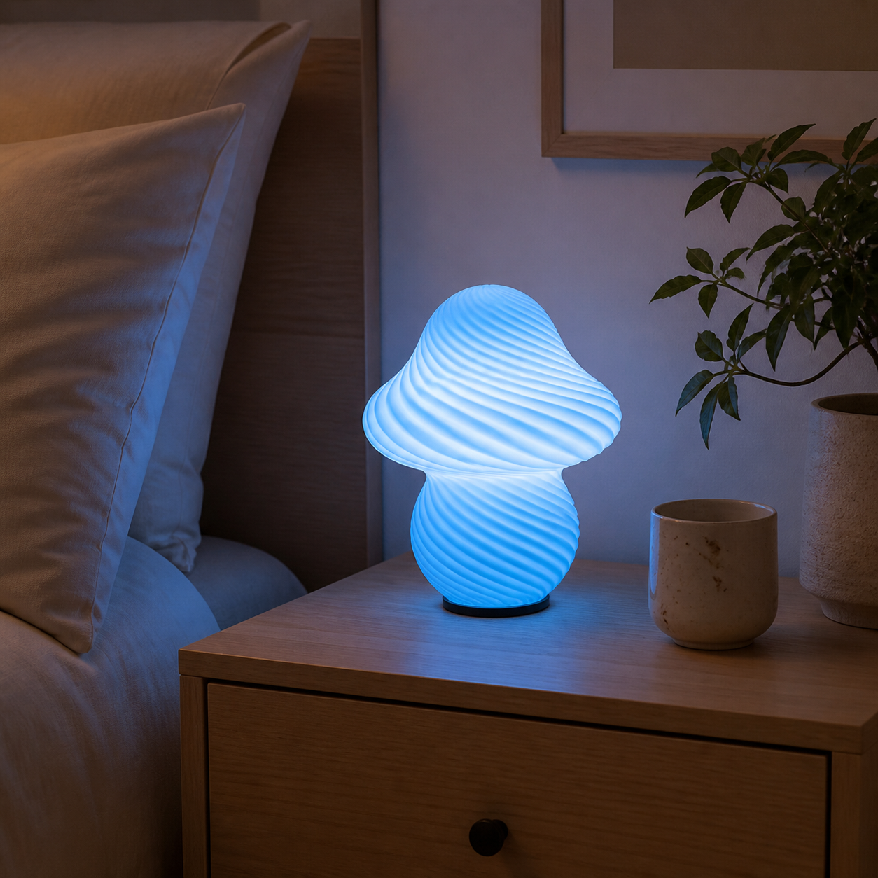 Cozy Haven Mushroom Pleated Bedside Table Lamp lifestyle image 6