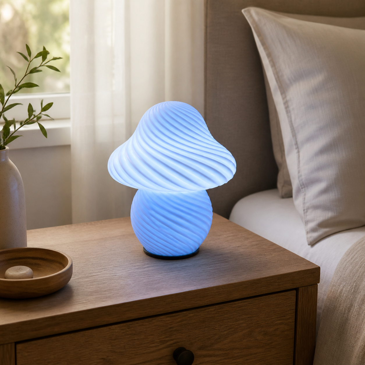 Cozy Haven Mushroom Pleated Bedside Table Lamp lifestyle image 7