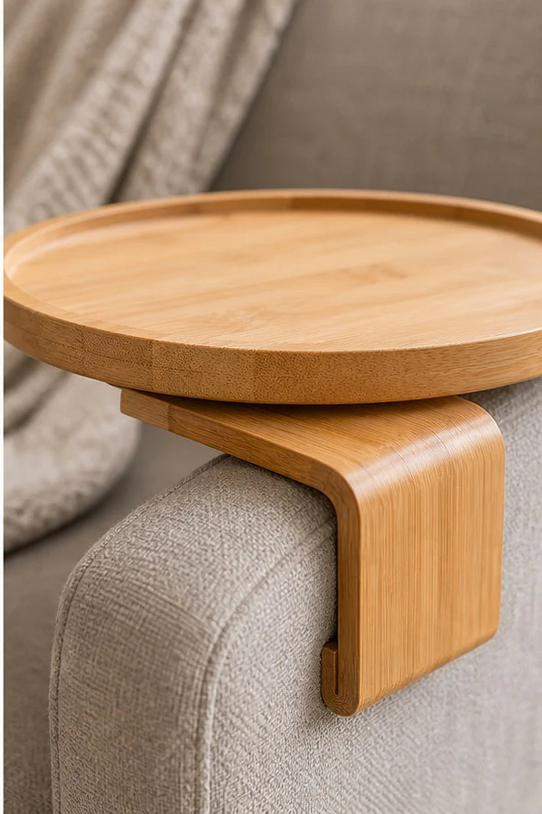 Natural Wood Couch Arm Tray
