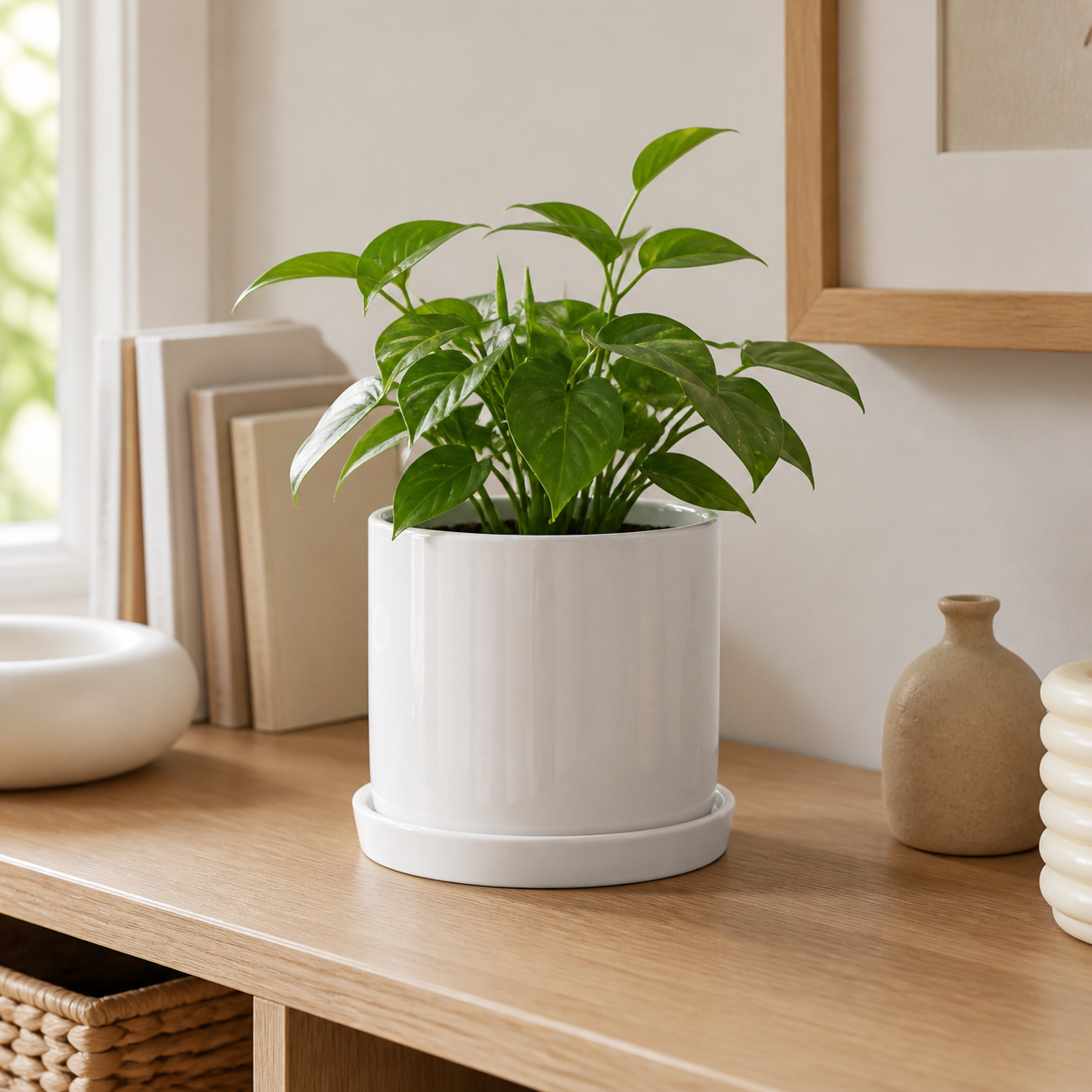 Cozy Haven Ceramic Planter with Tray Set lifestyle image 6