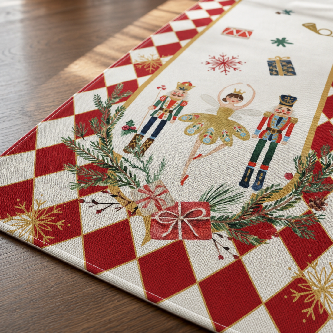 Christmas Table Runner — Nutcracker Linen, 150 × 33 cm