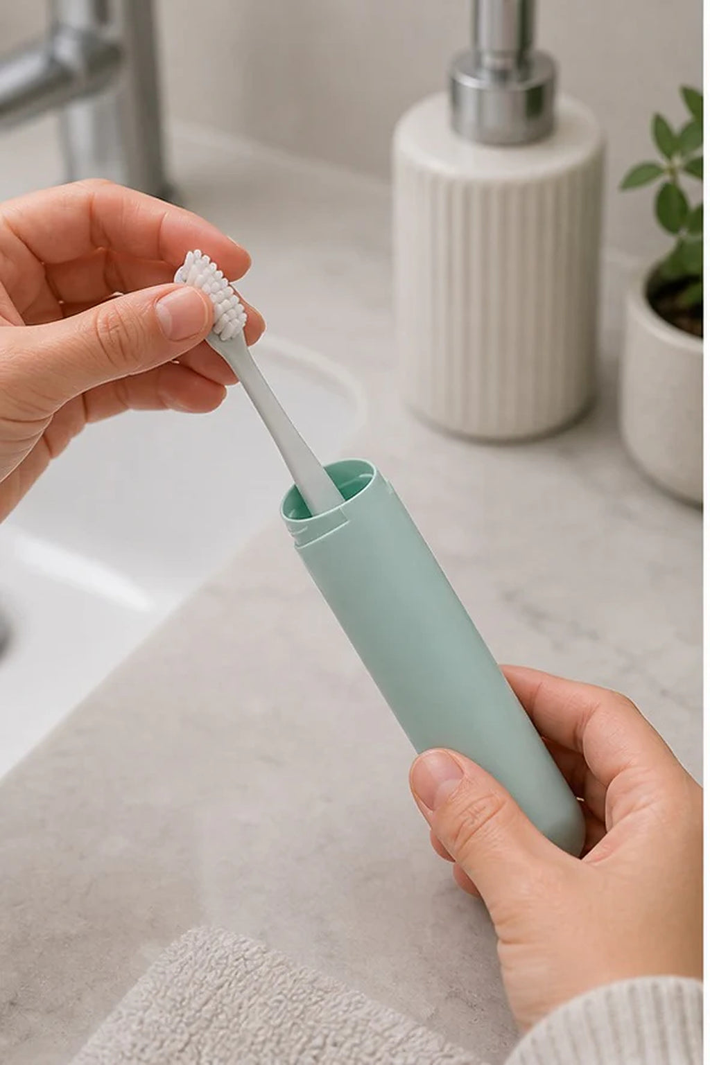 Cozy Haven Pastel Travel Toothbrush Case lifestyle image 1