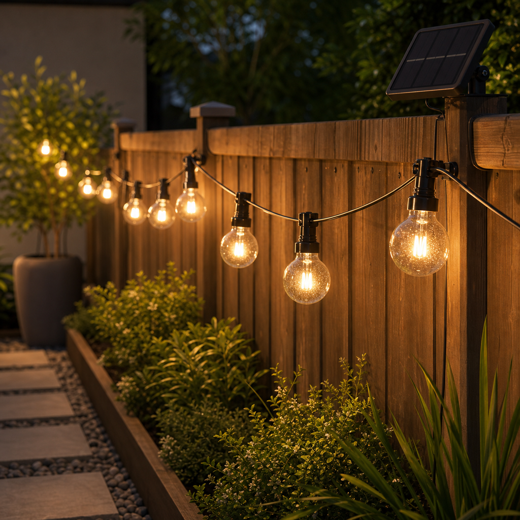 Cozy Haven Patio Solar G40 Globe String Lights lifestyle image 3 for 98 ft / 50 Bulbs