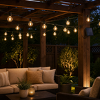 Cozy Haven Patio Solar G40 Globe String Lights styled lighting view 2 for 49 ft / 25 Bulbs; 59 ft / 30 Bulbs