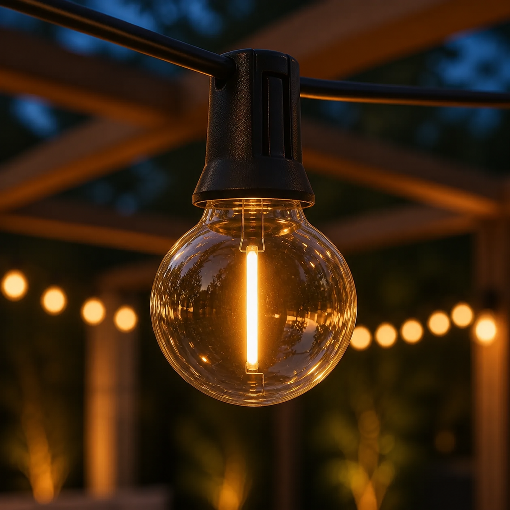 Cozy Haven Patio Solar G40 Globe String Lights — detail view