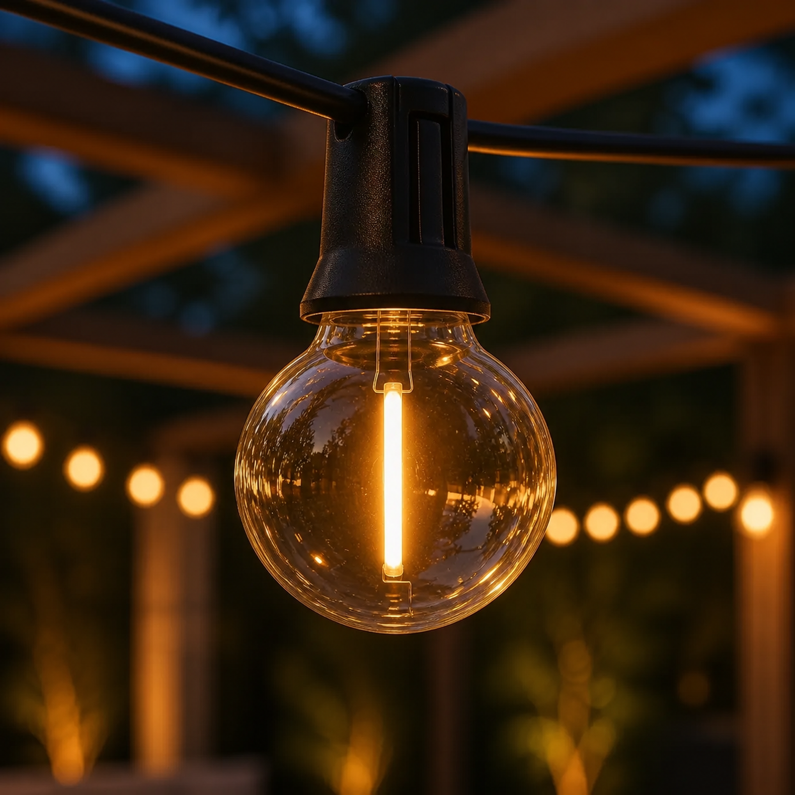 Cozy Haven Patio Solar G40 Globe String Lights — detail view