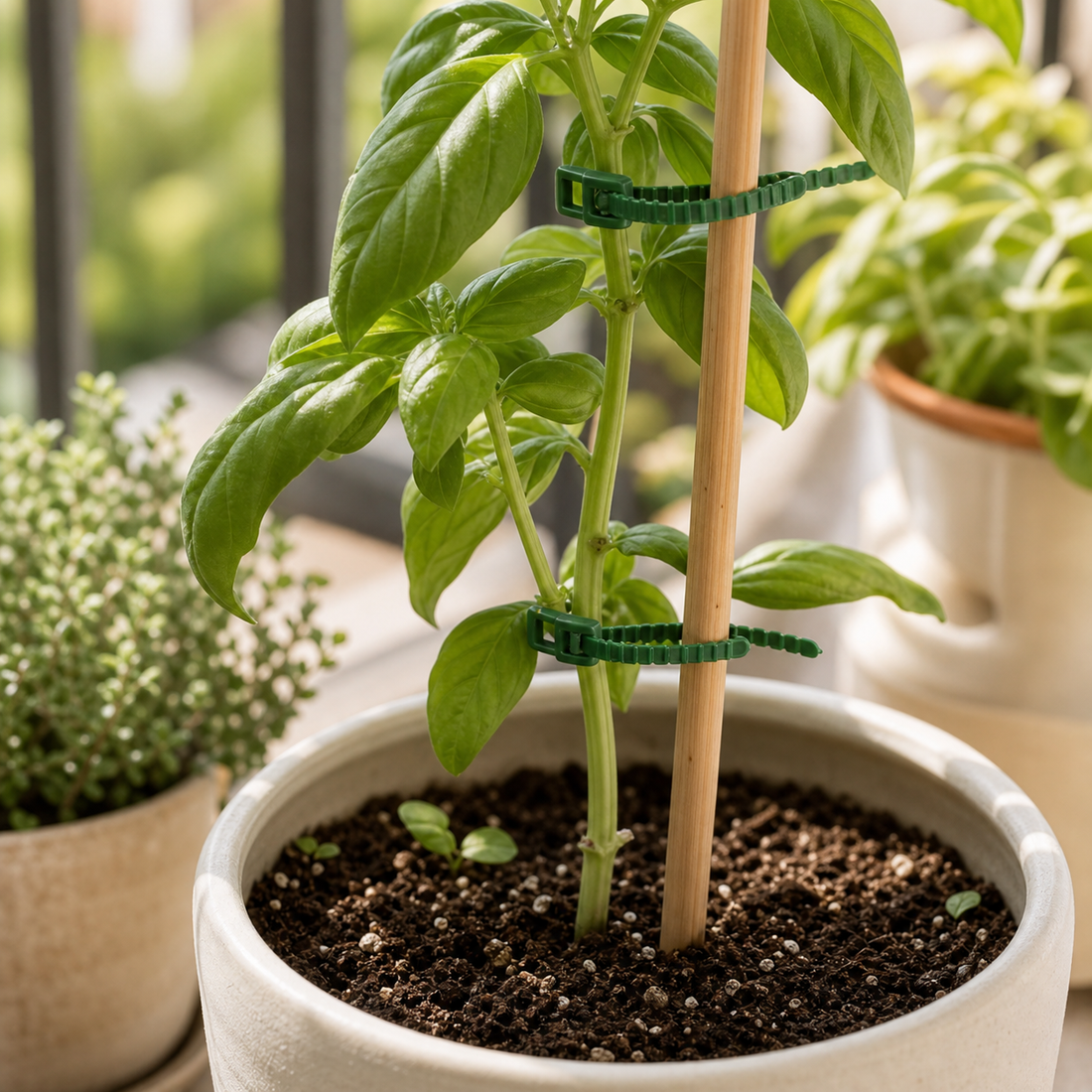 Green Reusable Plant Support Ties