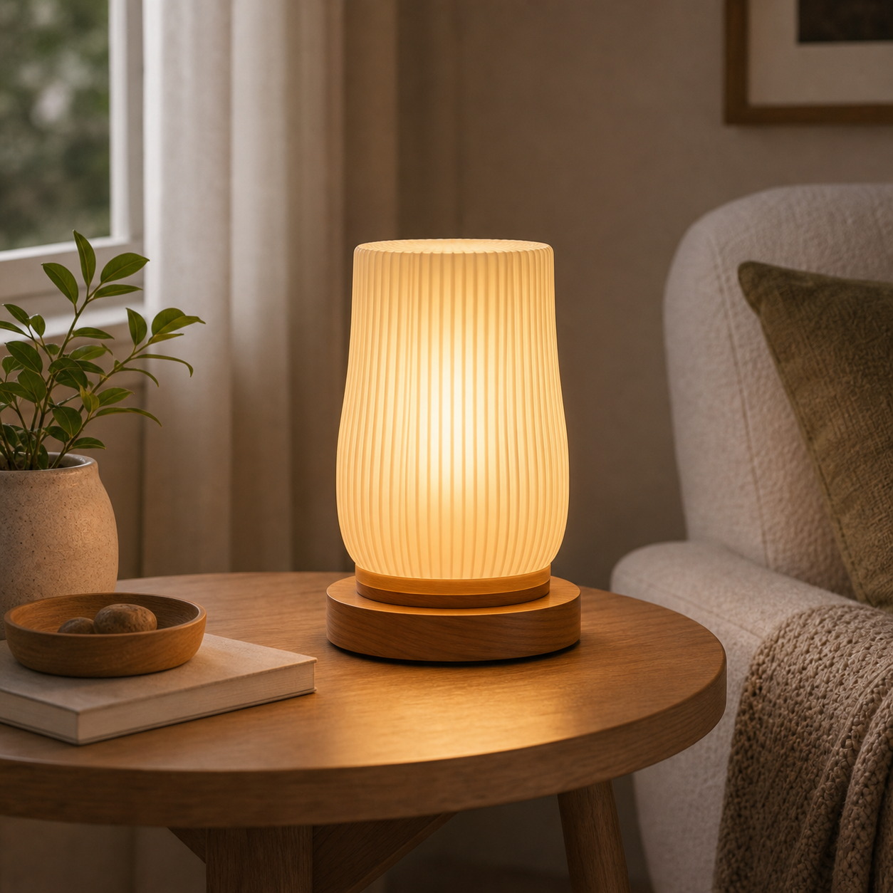 Cozy Haven Pleated Rechargeable Cordless Accent Lamp lifestyle image 2