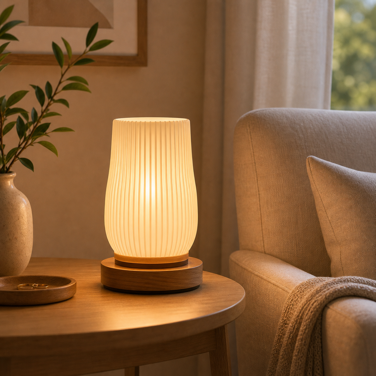 Cozy Haven Pleated Rechargeable Cordless Accent Lamp lifestyle image 6