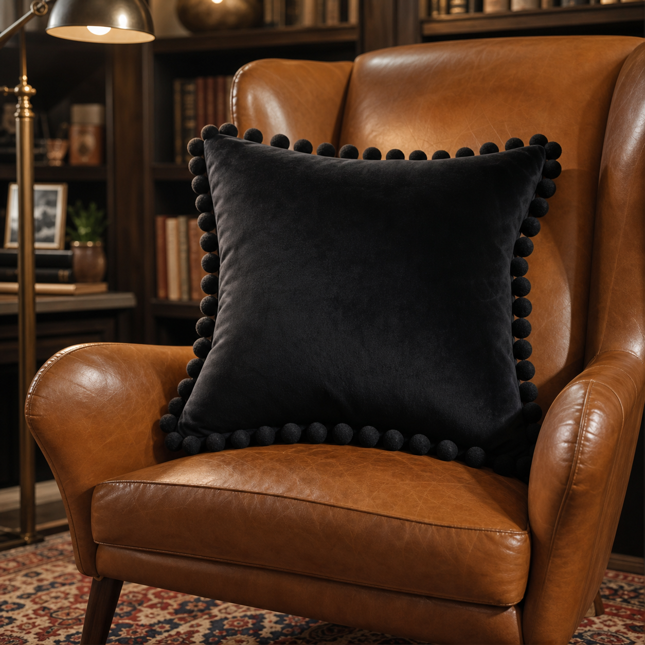 Cozy Haven Multi-Size Pom-Pom Velvet Pillow Cover - 50 x 50 cm / Black, 40 x 40 cm / Black, +1 more