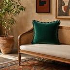 Cozy Haven Multi-Size Pom-Pom Velvet Pillow Cover - 50 x 50 cm / Emerald Green, 40 x 40 cm / Emerald Green, +1 more