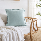 Cozy Haven Multi-Size Pom-Pom Velvet Pillow Cover - 50 x 50 cm / Pale Aqua, 40 x 40 cm / Pale Aqua, +1 more