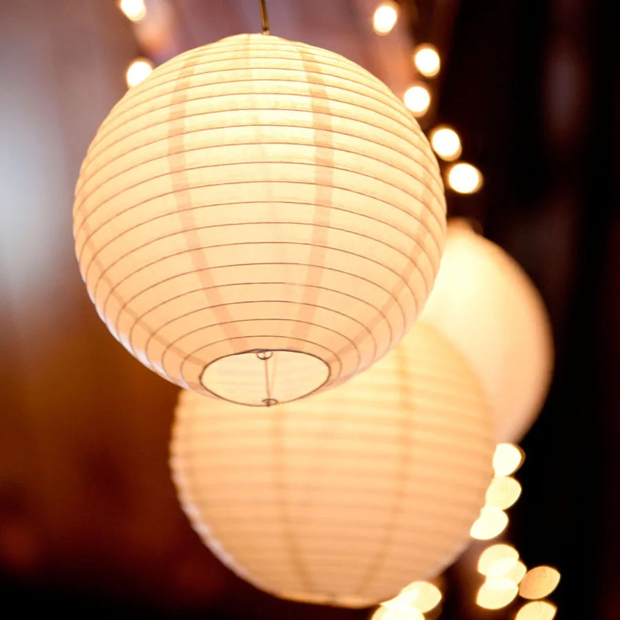 Round Paper Lantern Light Set — Warm White