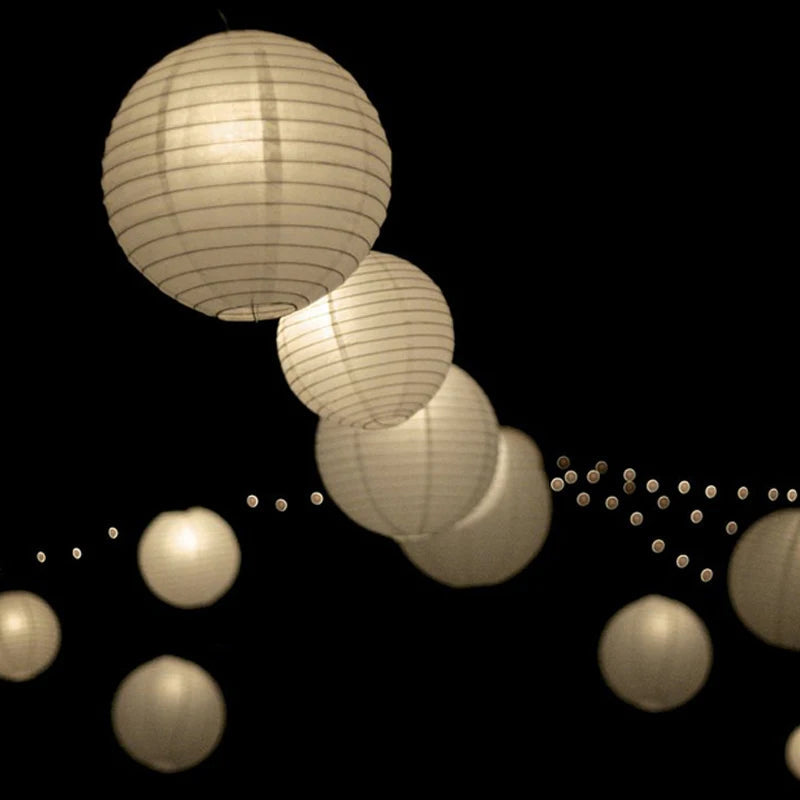 Round Paper Lantern Light Set — White