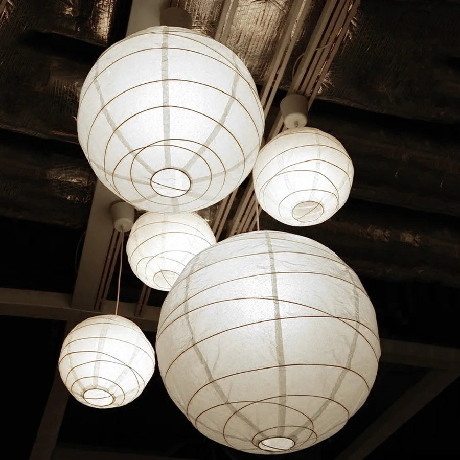 Round Paper Lantern Light Set — styled in a room