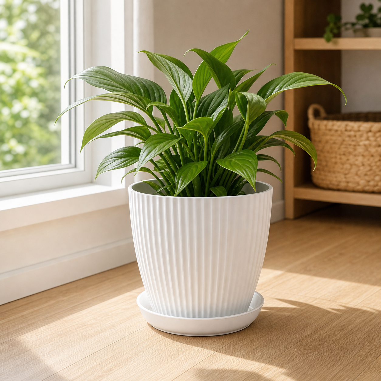 Cozy Haven Round Plant Pot with Tray lifestyle image 5 for White / 17 cm