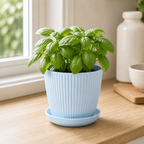 Cozy Haven Round Plant Pot with Tray styled kitchen view 12 for Blue / 11 cm