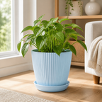 Cozy Haven Round Plant Pot with Tray styled kitchen view 14 for Blue / 15 cm