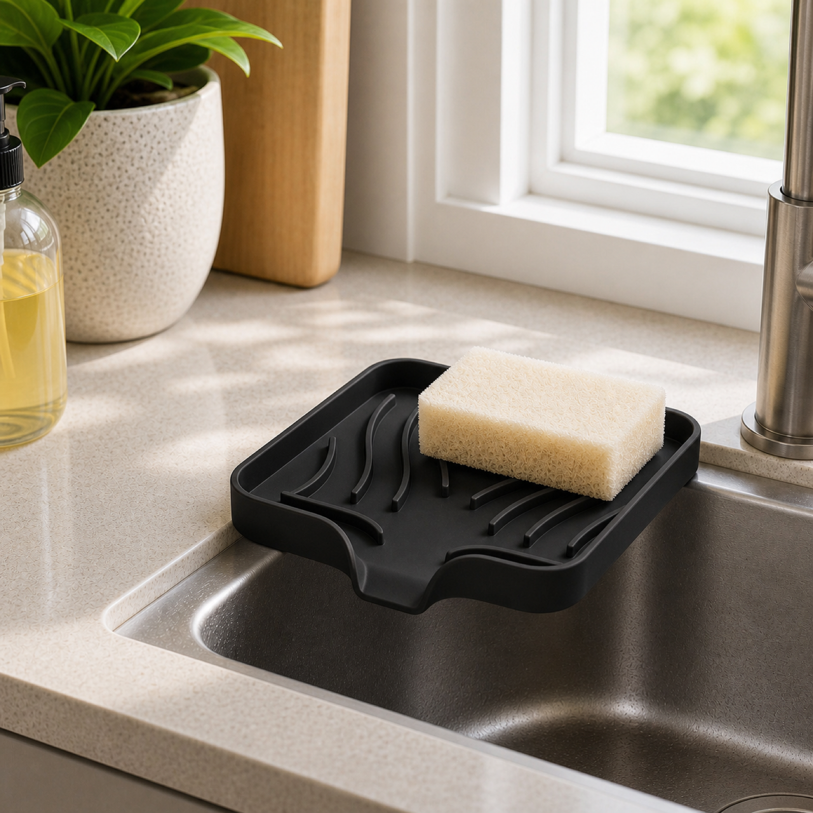 Cozy Haven Self-Draining Sink Caddy — Black, true form