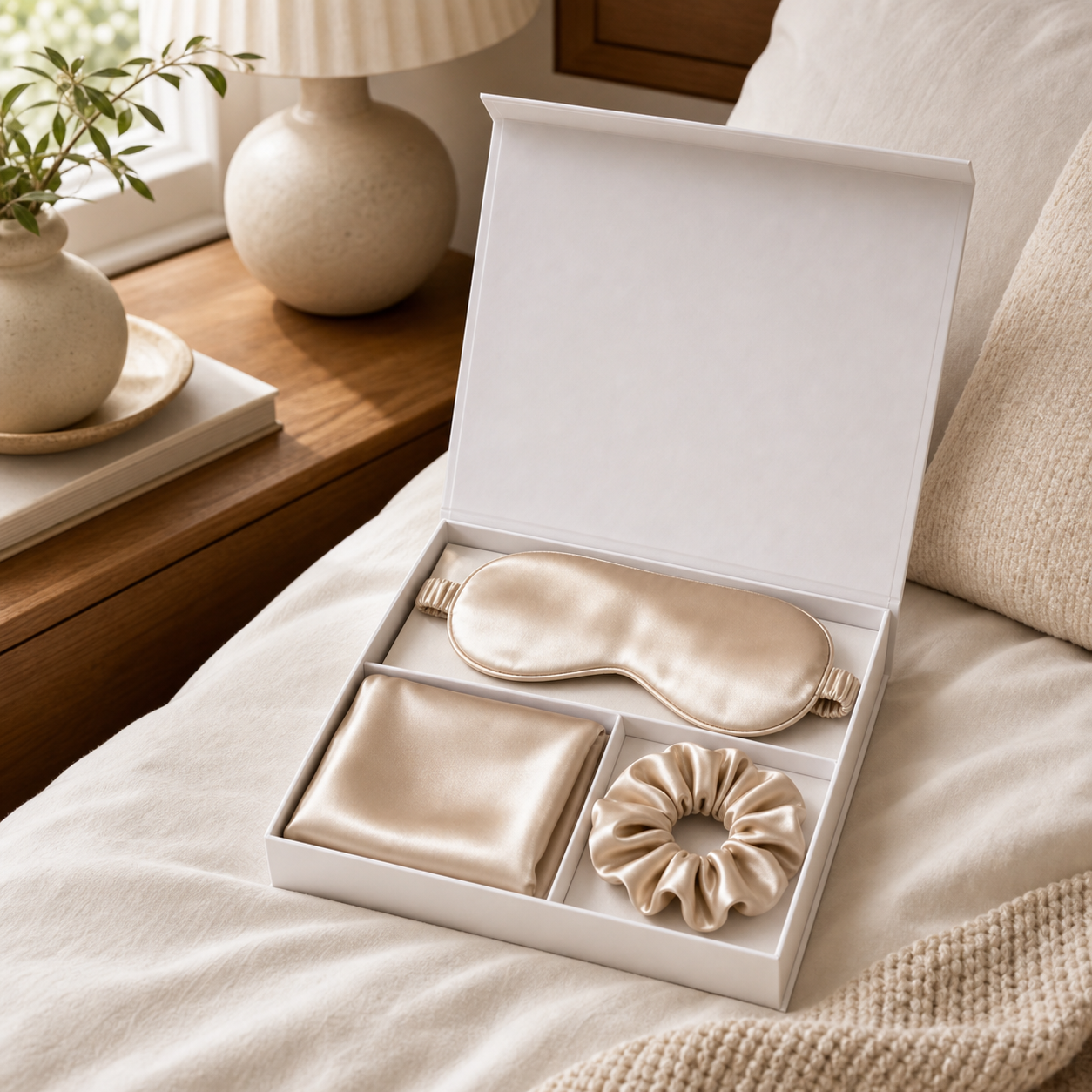 Cozy Haven Silk Sleep Mask Gift Set Collection - Champagne Gift Set