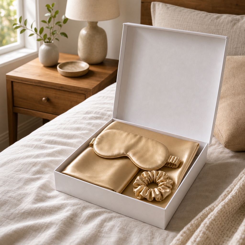 Cozy Haven Silk Sleep Mask Gift Set Collection - Gold Gift Set