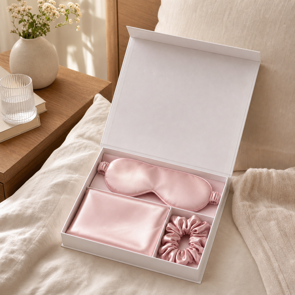 Cozy Haven Silk Sleep Mask Gift Set Collection - Soft Pink Gift Set