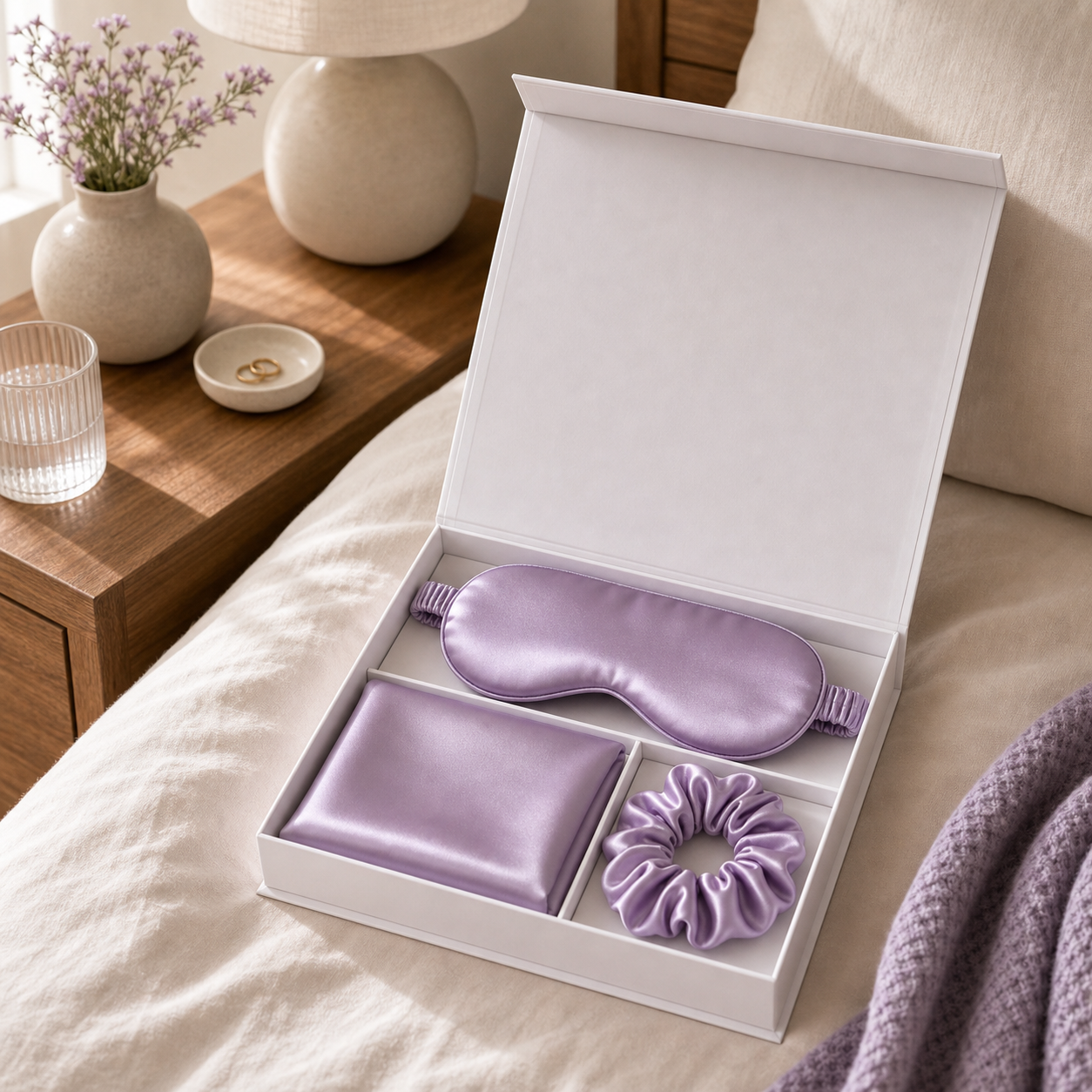 Cozy Haven Silk Sleep Mask Gift Set Collection - Violet Gift Set