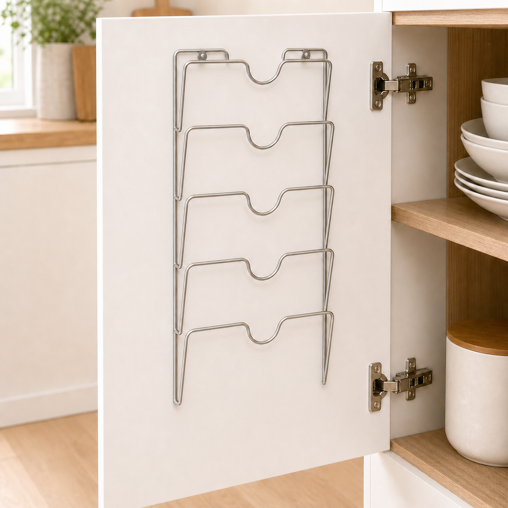 Cozy Haven Silver Five-Tier Pot Lid Organizer Rack — hero view