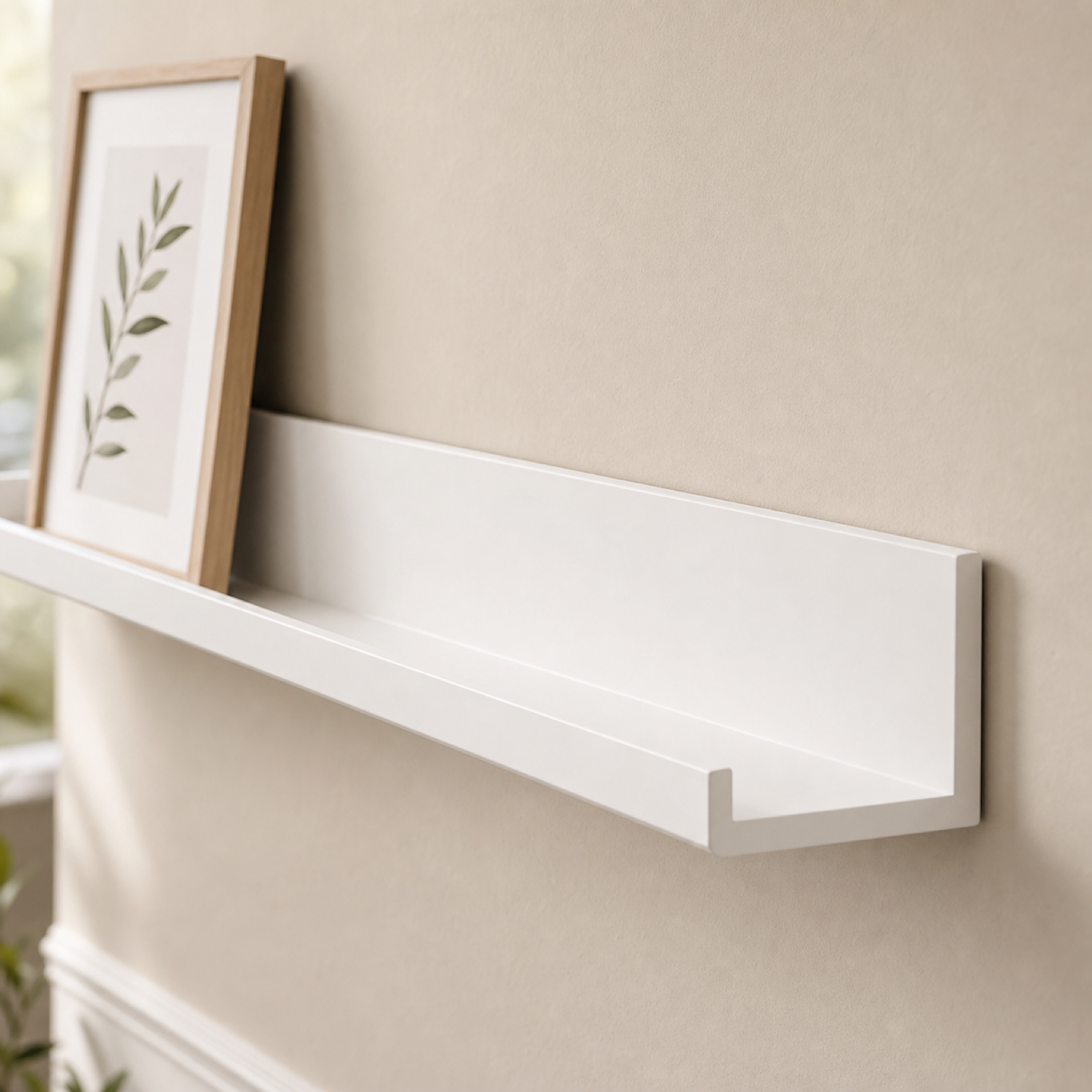 Cozy Haven Slim Metal Floating Picture Ledge — detail view