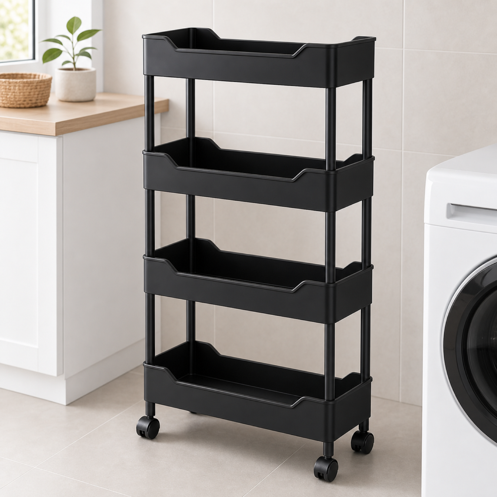 Cozy Haven Slim Rolling Storage Cart - 3/4 Tier — angle view