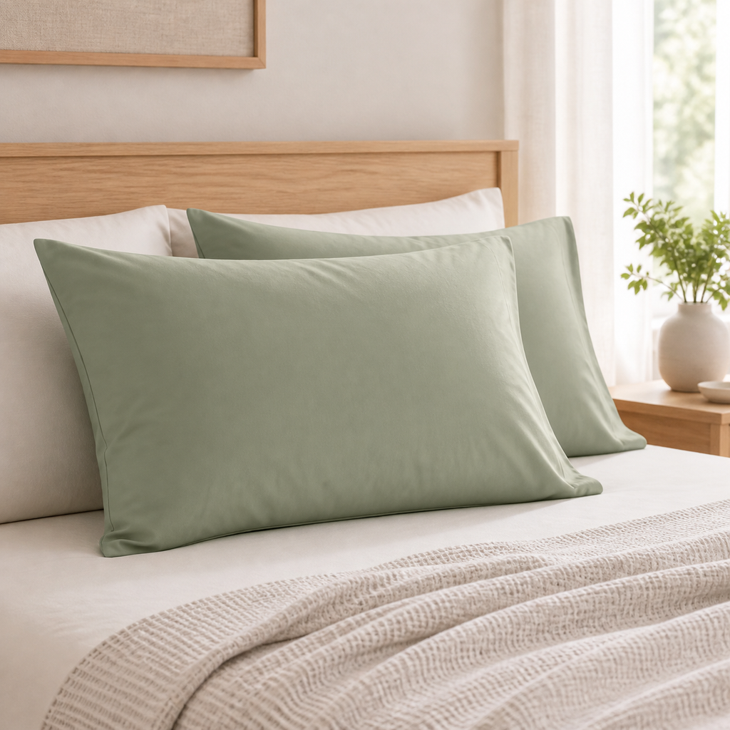Cozy Haven Solid Pillowcases - Sage Green - 2 Piece Set