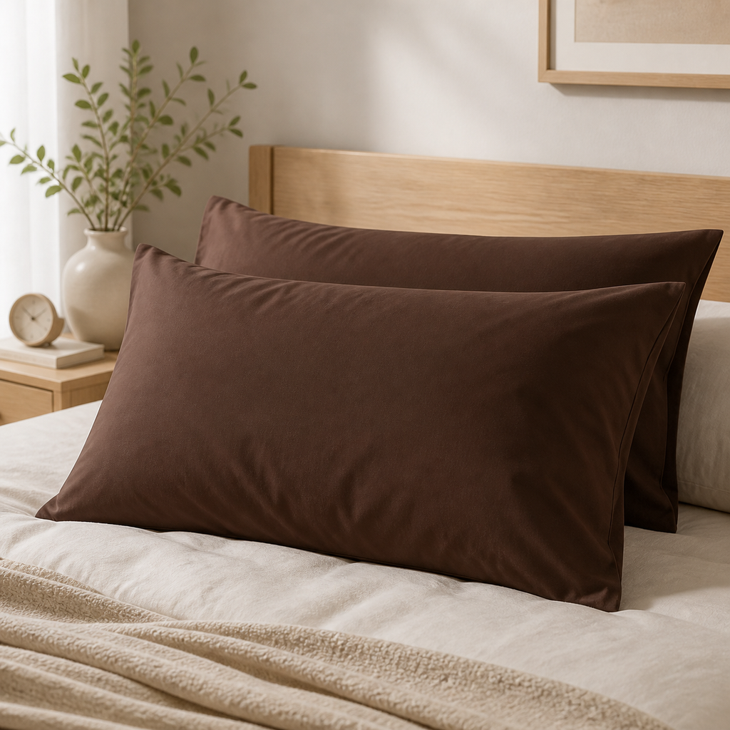 Cozy Haven Solid Pillowcases - Chocolate Brown - 2 Piece Set