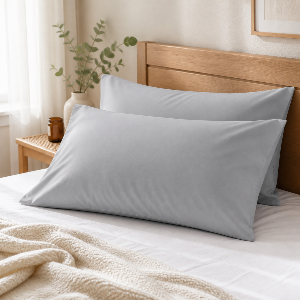 Cozy Haven Solid Pillowcases - Light Gray - 2 Piece Set