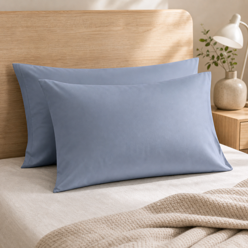 Cozy Haven Solid Pillowcases - Blue Gray - 2 Piece Set