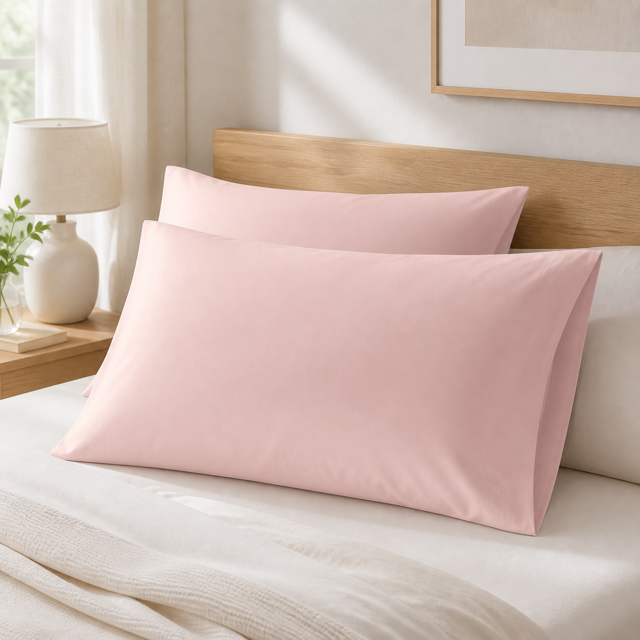 Cozy Haven Solid Pillowcases - Blush Pink - 2 Piece Set
