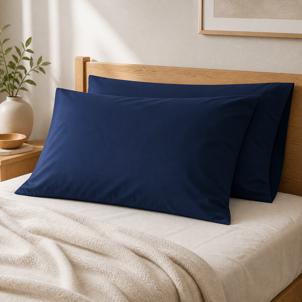 Cozy Haven Solid Pillowcases - Navy Blue - 2 Piece Set