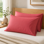 Cozy Haven Solid Pillowcases - Rose Red - 2 Piece Set